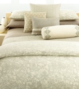 Fawn colored diamonds are piece-dyed over a crisp white cotton ground on these Sintra pillowcases from Calvin Klein. The hem detail features intricate pleating, creating a unique and luxuriously soft place to relax. (Clearance)