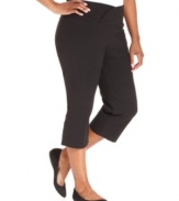 Snag a sleek look with Style&co. Sport's plus size capri pants, enhanced by a tummy control panel.