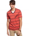 Step up your summer style game with this striped v-neck t-shirt from Bar III.