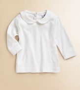 A go-with-anything wardrobe essential, this crisp cotton blouse features a Peter Pan collar and picot trim.Peter Pan collarLong sleevesBack zipperCottonMachine washImported