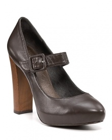 Sweet mary janes get a little more serious with a smart almond toe, bold wood heel and hidden platform. By Joie.