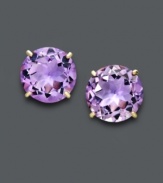 A royal affair. Earrings feature round-cut amethyst (6-1/3 ct. t.w.) set in 14k gold. Approximate diameter: 1/2 inch.