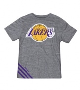 Sport your favorite team's gear with this court-ready Los Angeles Lakers tee from adidas.