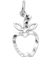 The perfect gift from the teacher's pet! A shiny apple will make his or her day. Crafted in 14k white gold with a diamond-cut design. Chain not included. Approximate length: 4/5 inch. Approximate width: 2/5 inch.