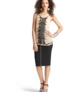 An exposed zipper adds edge to this Bar III midi pencil skirt -- perfect for an on-trend office look!