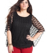 Amazing lace: Jessica Simpson's batwing sleeve plus size top is uber-cute for the season!