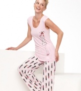 Glamour girl no matter the time of day. Stay stylish with these cute Flash by Flora pajamas featuring cute and colorful graphics.