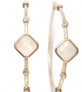 Classic earrings get a sparkly update. Victoria Townsend's stunning hoop earrings feature square-cut rose quartz (2-3/4 ct. t.w.) and sparkling diamond accents in 18k gold over sterling silver. Approximate diameter: 2-3/4 inches.