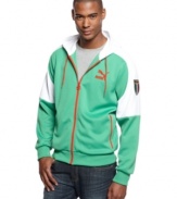 Stand out even when you go casual with this sharp hooded jacket from Puma.