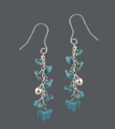 Spruce up your summer look in a splash. Avalonia Road earrings feature clustered chips of turquoise strung from a sterling silver setting. Approximate drop: 2 inches.