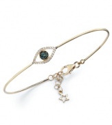 All eyes will be on you when wearing this wire bracelet from YellOra™. Single-cut blue and white diamond accents enhance the appeal of the pure gold, sterling silver and palladium combination. Approximate length: 7-1/4 inches + 1-1/4-inch extender.