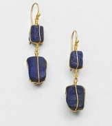 From the Bundle Collection. Rich lapis stones wrapped in radiant 24k gold wire for an organically elegant design. Lapis24k goldDrop, about 2Hook backImported 