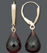 Charm the January birthday girl with the perfect, personalized present. Faceted garnet drops (13 ct. t.w.) really shine when combined with a polished, 14k gold, leverback setting. Approximate drop: 1-1/8 inches.