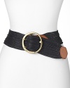 Thick and textured with bold gold hardware. Lauren Ralph Lauren makes a definitive waistline statement with this waxed cotton belt.