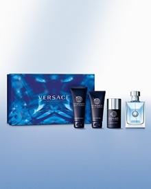 Pour Homme Set includes:• 3.4 oz. EDT Spray• 3.4 oz. Hair & Body Shampoo• 2.5 oz. After Shave Balm• 2.5 oz. Deodorant Stick