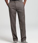 Casual wear gets a sophisticated twist with relaxed fit linen pants from BOSS Black.