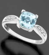 Light up your look with this peaceful and beautiful ring from Effy Collection featuring princess-cut aquamarine (1-1/2 inches) and diamond accents set in 14k white gold.