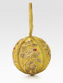 EXCLUSIVELY AT SAKS.COM. A sparkling bird is at the center of this beautiful handcrafted ornament with intricate embroidery and beading, from the renowned designer Sudha Pennathur. HandcraftedMetallic woven loopTissue base with glass beads4 diam.Imported