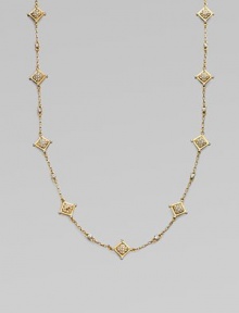 A long glamorous chain bedecked in sparkling stones.Glass Enamel 14k goldplating Chain length, about 41 Imported