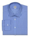 Stripes line up for streamlined boardroom style on this essential Ike Behar dress shirt.