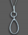 Glittering round-cut diamonds (3/8 ct. t.w.) rain down from this gorgeous necklace with a circle and teardrop pendant. From Effy Collection, set in 14k white gold. Approximate length: 18 inches. Approximate drop: 1-1/2 inches.