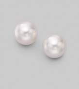 From the Akoya Collection. Classic white cultured pearl studs set in 18k gold. 7.5 white round cultured pearls Quality: A 18k white gold Post back Imported