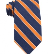 Sporty stripes recall classic heritage styling. This Tommy Hilfiger tie exudes classic cool.