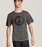 A brushstroke peace symbol lends graphic edge (and a positive message) to the John Varvatos Star USA tee.