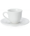 The perfect size for a double shot of espresso, this cup from Mikasa's Antique White dinnerware and dishes collection features a unique geometric shape and clean, embossed design. Perfect for everyday use.