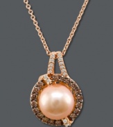 The sweetest final touch. Le Vian's subtly-shimmering pendant features a pink cultured freshwater pearl (9-10 mm) encircled by round-cut chocolate diamonds (1/3 ct. t.w.) and accented by white diamonds. Approximate length: 18 inches. Approximate drop: 3/4 inch.