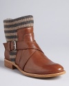 Cozy up to these whimsical booties, mixing striped knit cuffs with buckled-up leather- they're Splendid in more ways than one.