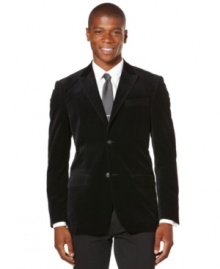 Dress to impress with this handsome corduroy blazer by Perry Ellis.