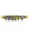 Sweetheart appeal. This bracelet from BCBGeneration is crafted from hematite-tone mixed metal and mustard-colored PVC for a stylish touch to let you know you're loved. Approximate length: 8 inches.