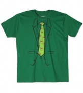 You're not just Kermit this Halloween, you're a fancy Kermit in this tie tee by Hybrid.