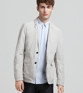 In casual cotton, this Burberry Brit sportcoat offers a laid-back yet polished look.