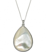 An exquisite drop of shimmer. This pretty teardrop-shaped pendant features Mother of Pearl (22 mm x 30 mm) set in sterling silver. Approximate length: 18 inches. Approximate drop: 1 inch.