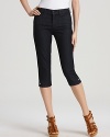 Not Your Daughter's Jeans Brandi Rhinestone Grommet Capris in Dark Enzyme Wash