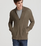 John Varvatos Star USA Zip-Front Shawl Collar Cardigan