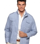 Keep yourself protected from the elements in style with this windbreaker jacket from Perry Ellis.