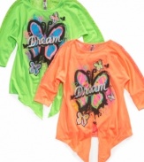 Daydream the day away with these graphic tie-front tops from Beautees.