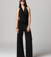 Just right for day or night, this halter jumpsuit from bar III is so easy and fun to wear!