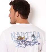 Liven up your casual style with this jumping marlin graphic t-shirt from Nautica. Perfect for when you are fishing for some laid-back style.