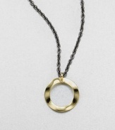 From the Notte Collection. A modern 18k gold open circle pendant on a blackened sterling silver link chain. 18k goldBlackened sterling silverLength, about 16-18 adjustablePendant size, about .7Lobster clasp closureImported 