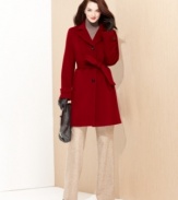 Anne Klein's cozy coat mixes warm wool with luxurious cashmere for a soft touch. A self-tied belt defines the waist of this classic silhouette.