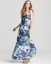 Aqua Gown - Floral Strapless Gown