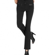 Zipper pockets add a touch of chic moto styling to Alfani's flattering bootcut pants. Create balance with a floaty, romantic top or go full-on sleek for an edgier look.