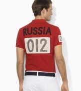 Celebrate the spirit of the 2012 Olympic Games with an iconic rugby shirt in breathable cotton mesh, finished with a bold country details and Ralph Lauren's signature Big Pony.