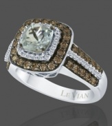 You'll adore the soothing hues and eye-catching style of this beautiful ring by Le Vian. Featuring cushion-cut aquamarine (3/4 ct. t.w.) and round-cut chocolate diamonds® (3/4 ct. t.w.) set in 14k white gold. Size 7.