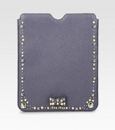 Studs, rhinestones and a sweet bow adds interest to this leather iPad® cover.Embellished leather8¼W X 10H X ¼DMade in ItalyPlease note: iPad® not included.