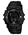 Shock the system. This blacked out, shock-resistant sport watch from G-Shock is a heavy duty timepiece that keeps you on-time, every time.